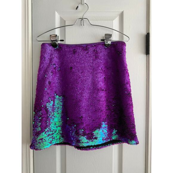 Wild Fable Purple Teal Color Changing Sequin Mermaid Skirt size small - Picture 4 of 5